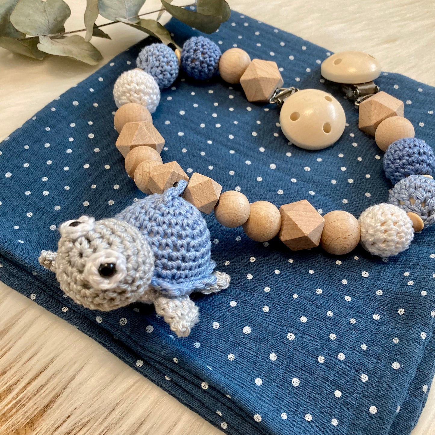 Kinderwagenkette Schildkröte blau